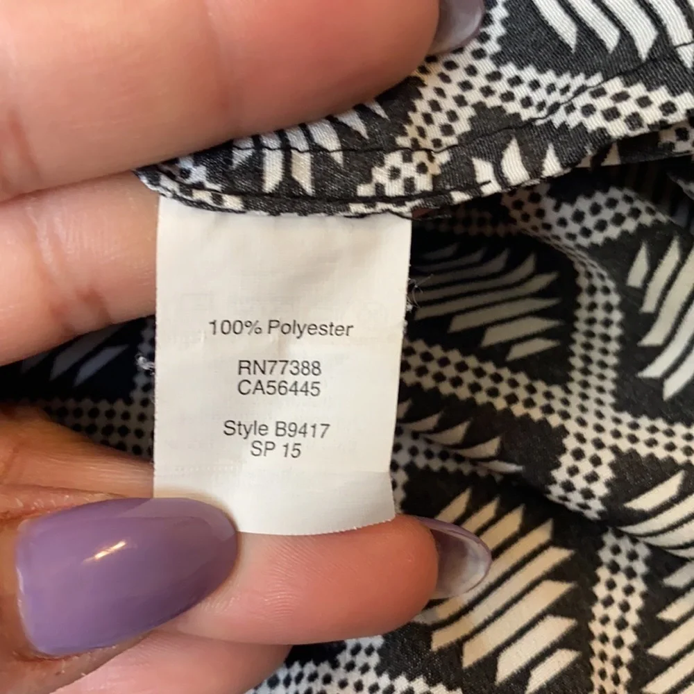 J.Crew Tribal Print Black White Pattern Blouse Top